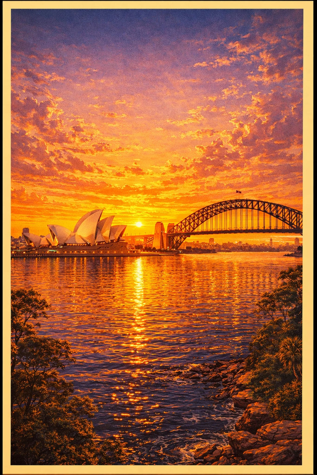 Sydney vintage travel poster printable wall art instant download