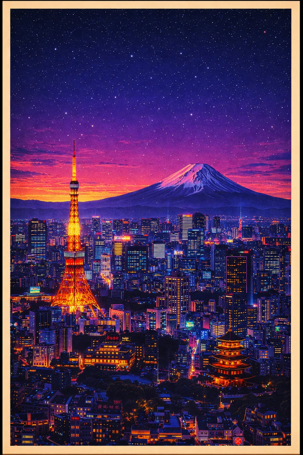 Tokyo vintage travel poster printable wall art instant download