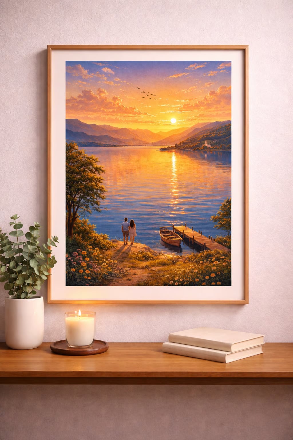 Trichonida Lake vintage Greek nature poster wall art instant download