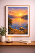 Trichonida Lake vintage Greek nature poster wall art instant download